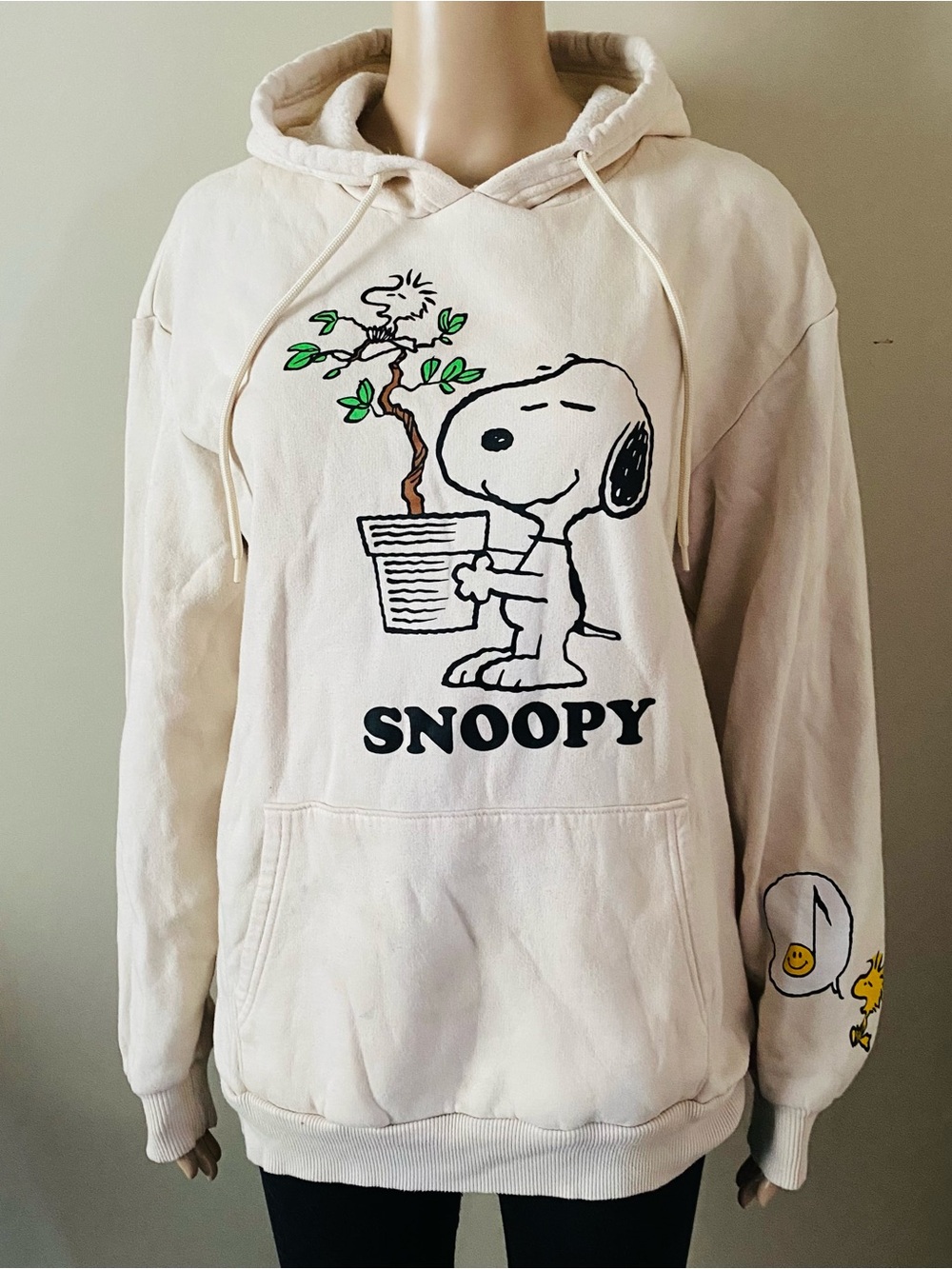 Peanuts Snoopy Green Bonsai cream hoodie, men’s medium